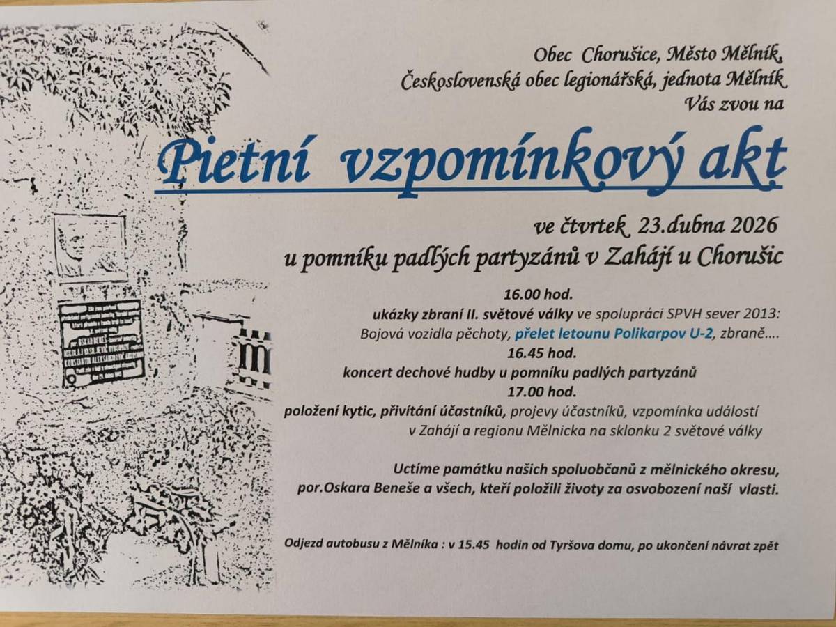 Pietní vzpomínkový akt Zahájí 2026