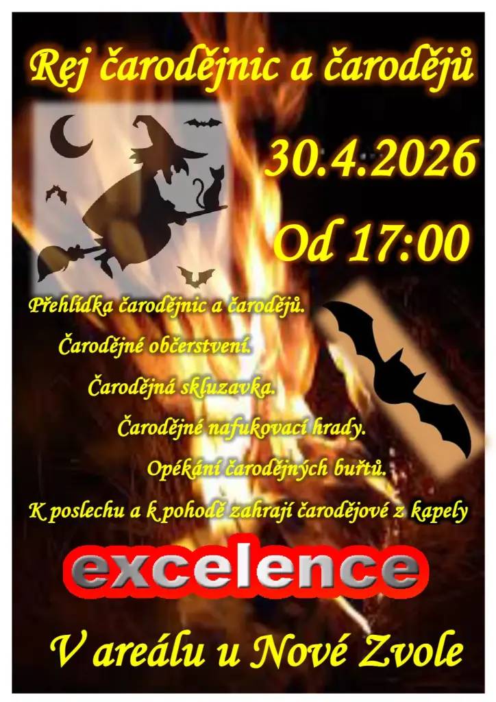 30.4. Každoroční pálení čarodějnic, jste srdečně zváni.