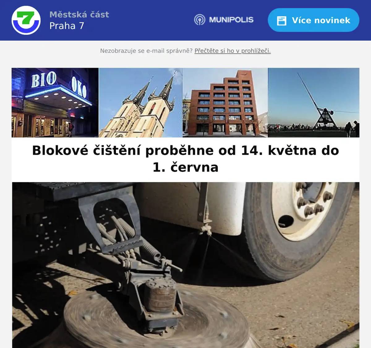 Jaro a tradiční čištění ulic je tu, proběhne od 14. května do 1. června 2026.  Řidiče prosíme, aby respektovali dopravní značení a svoje vozidlo v den úklidu přeparkovali. Více informací o náhradním parkování najdete zde.