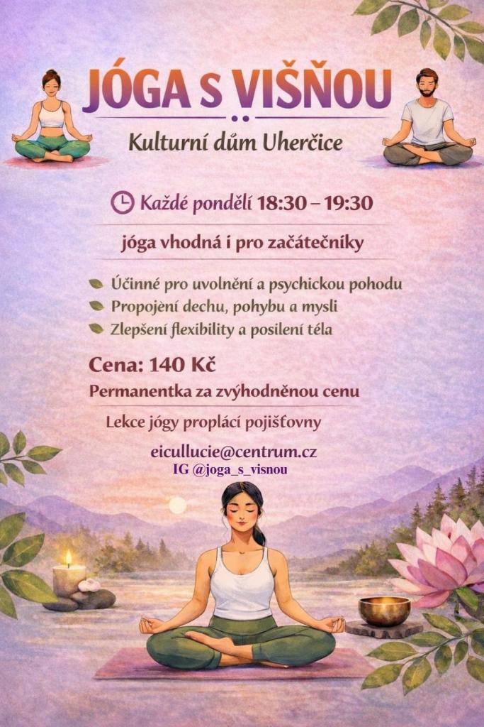 Jóga s Višňou - každé pondělí od 18:30 do 19:30 hod.