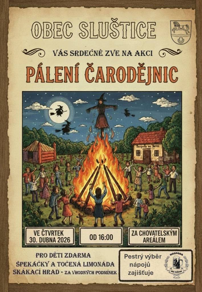 ve čtvrtek 30. dubna 2026 od 16:00 hodin za chovatelským areálem (vedle fotbalového hřiště)