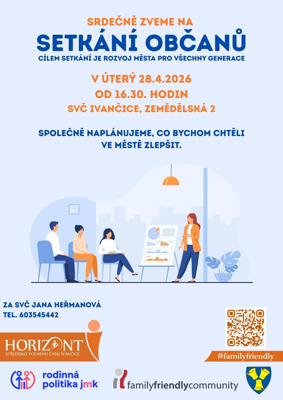 SVČ Horizont zve občany všech generací na společnou debatu o rozvoji města v úterý 28. 4. 2026 od 16:30 hodin na Středisku volného času.