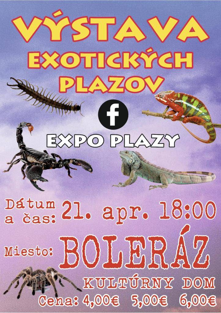 Pozývame Vás v utorok 21. apríla o 18:00 hod. do kultúrneho domu na exotickú výstavu plazov