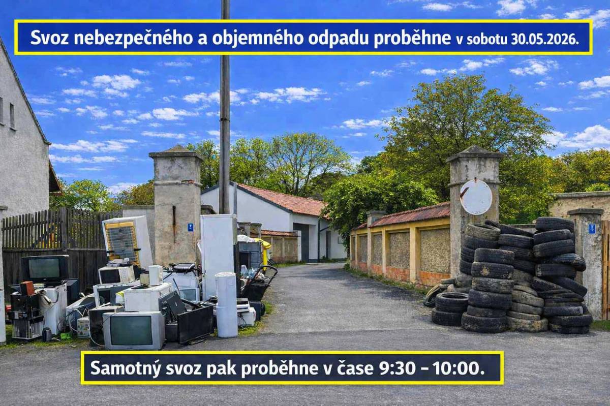 Letošní jarní svoz proběhne v sobotu 30. května 2026, kdy samotný svoz provede AVE v čase mezi 9:30-10:00