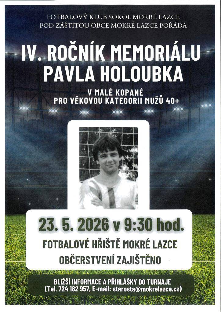 23.5.2026 v 9:30 hod. fotbalové hřiště Mokré Lazce