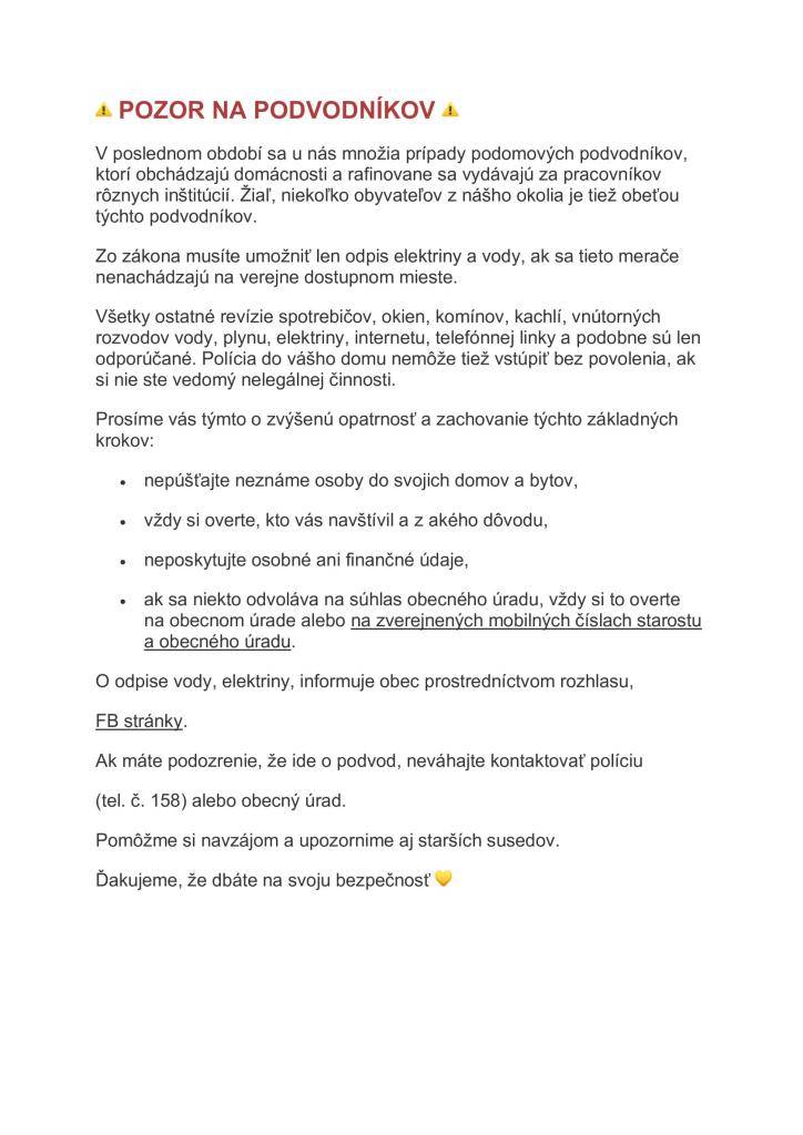 Seniori pozor na podvodníkov!