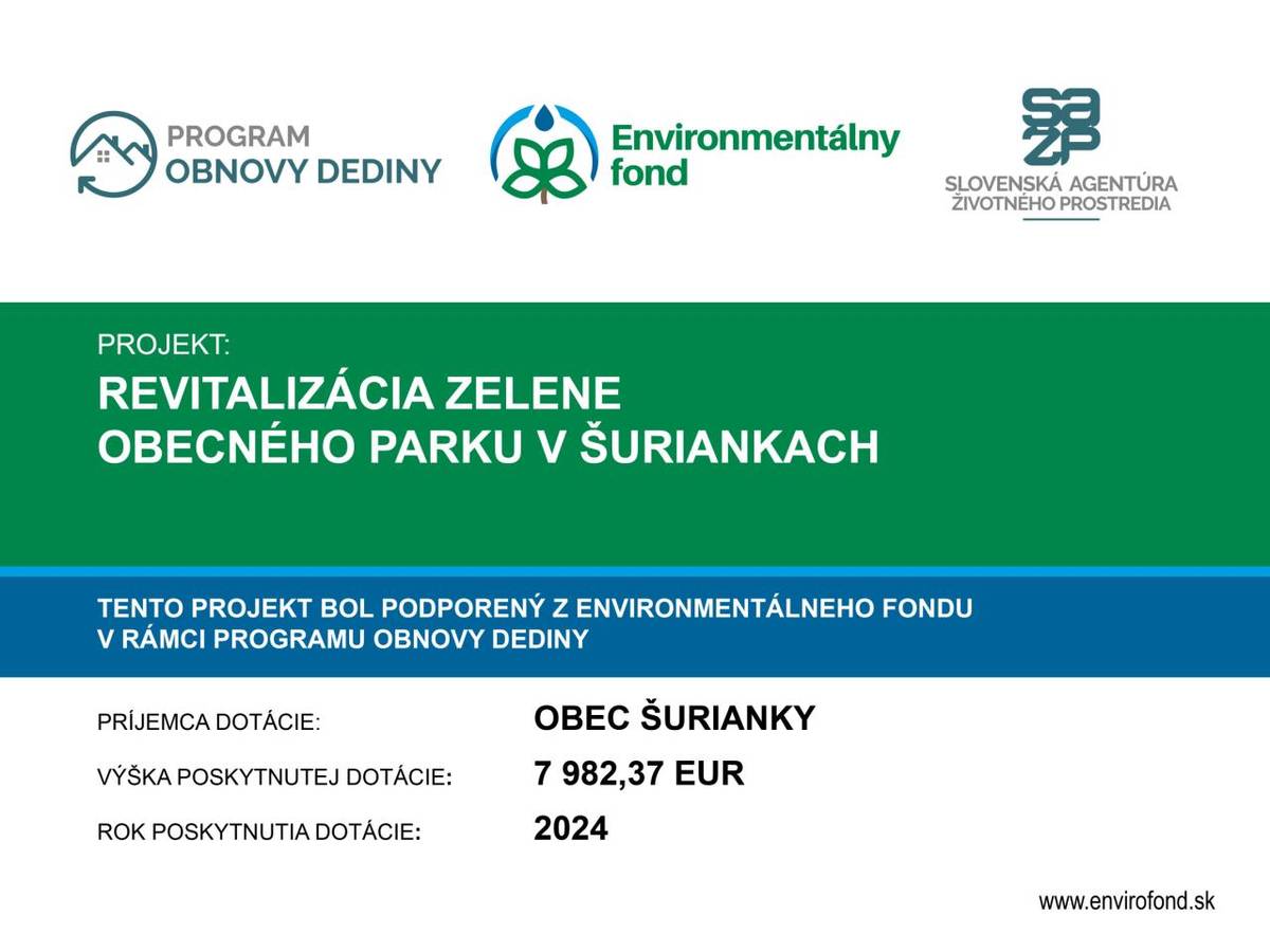 Revitalizácia zelene obecného parku v Šuriankach