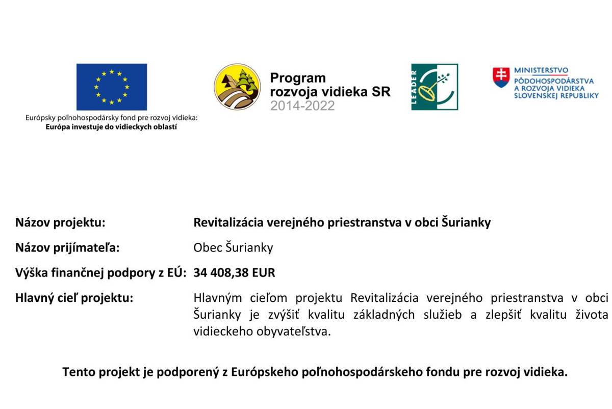 Revitalizácia verejného priestranstva v obci Šurianky