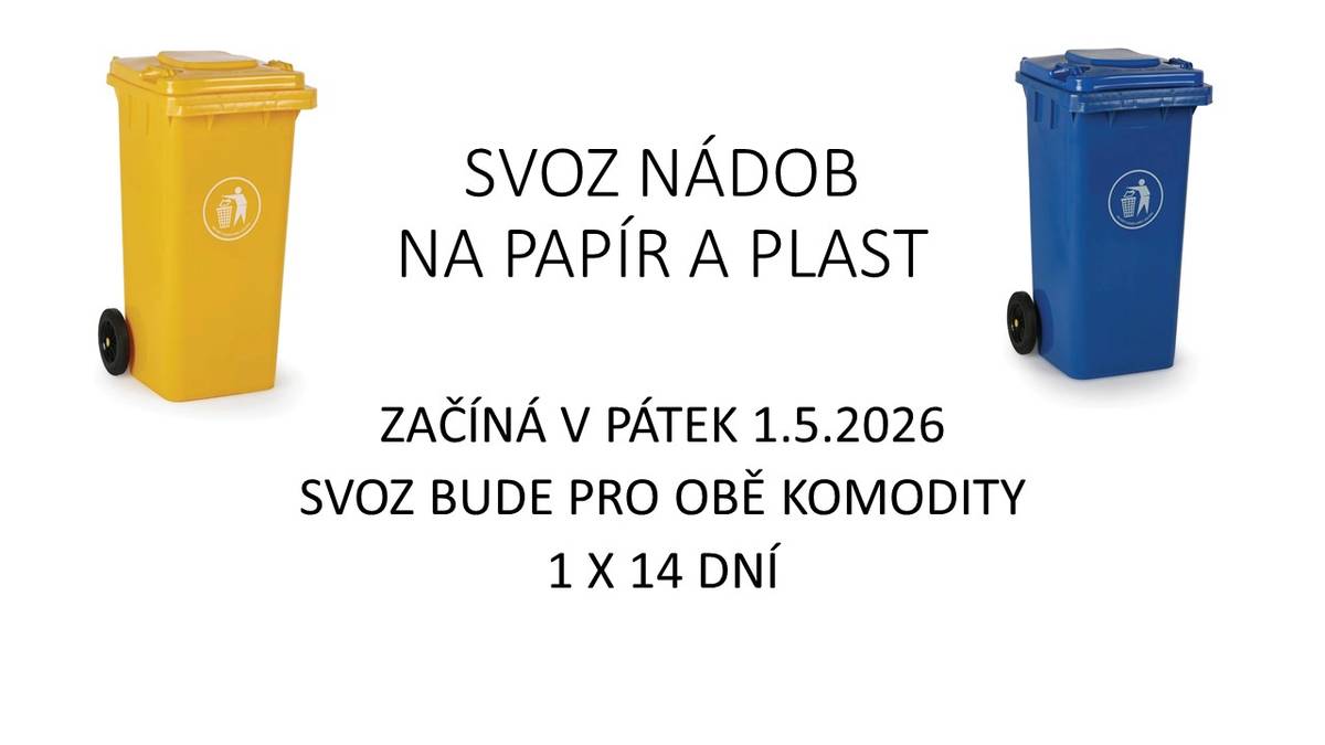 1.5. začně svoz nádob tříděného odpadu od domů