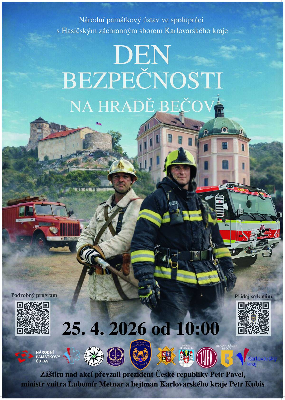 Bohatý program v prostředí národní kulturní památky představí propojení historie a současnosti hasičských záchranných sborů, nabídne dynamické ukázky, informační stánky a mnohé další...