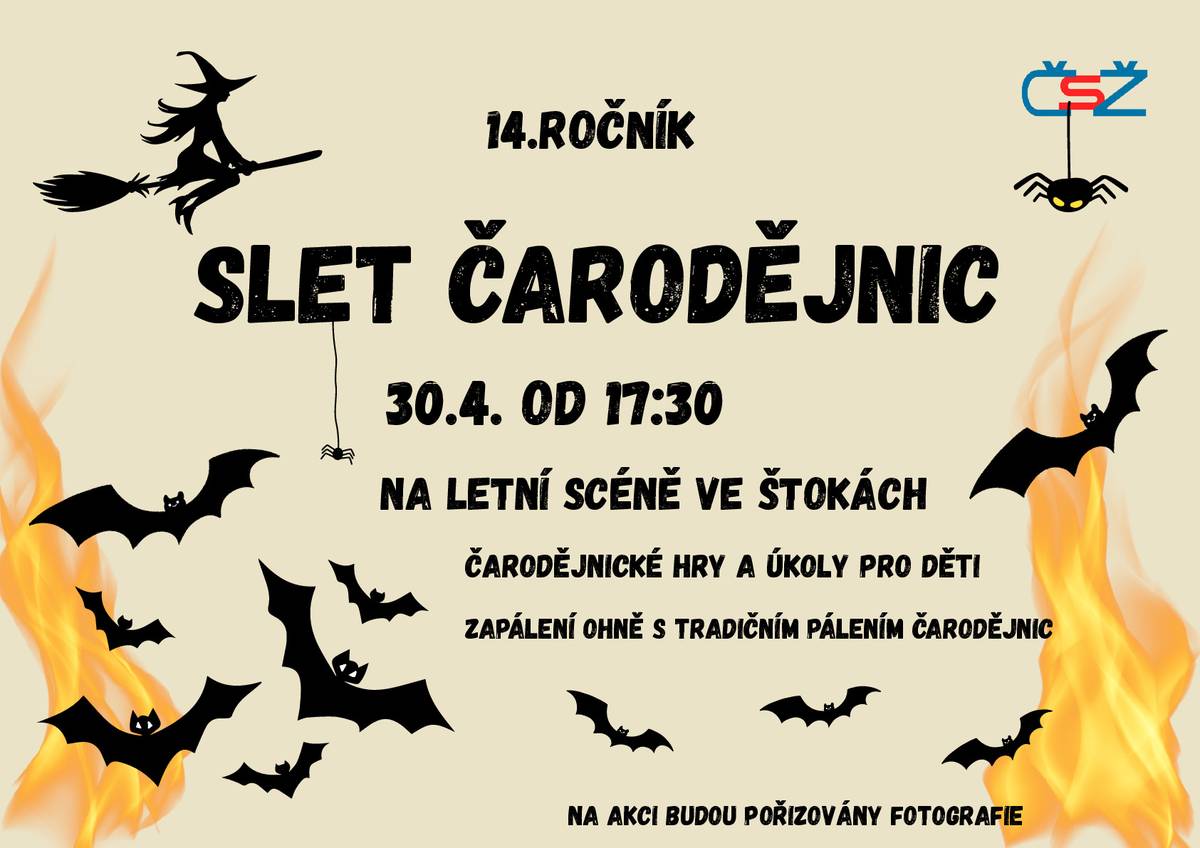Slet čarodějnic - Štoky 30.4. - letní scéna ve Štokách od 17,30