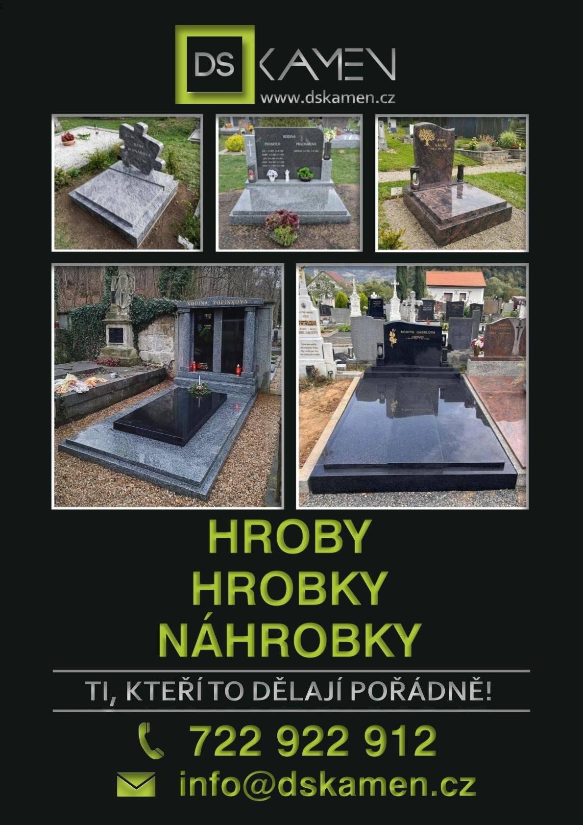 V úterý 21.4. v 15:30 navštíví hřbitov Pohled kameníci z firmy DS kamen (tel. 722 922 912). Budou poskytovat bezplatné konzultace a přijímat objednávky na stavby a opravy hrobů včetně zlacení a přípisů. Využijte této příležitosti získání nezávazné nabídky na nový hrob nebo pro odborné posouzení stavu vašeho hrobu a možnosti jeho renovace. Pokud Vám termín nevyhovuje, rádi se s vámi domluví na individuálním setkání. Budeme se těšit, DS kamen (tel. 722 922 912).