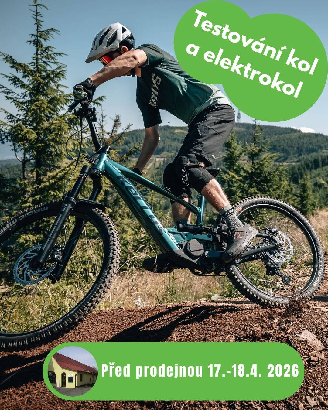 Testovací dny ve Veloservisu Flach  Hledáte ten pravý stroj na sezónu?    Máte v plánu pořídit si nové kolo nebo uvažujete o přesedlání na elektřinu?  Lepší příležitost než Testovací dny ve Veloservisu Flach nenajdete!     Dvoudenní akce se uskuteční přímo před prodejnou v Dolním Újezdě. Vyzkoušíte si stroje v reálných podmínkách a dozvíte se vše, co potřebujete vědět.   Na co se můžete těšit? Nejnovější modely (hlavně populární gravely!) Moderní elektrokola, která vás vyvezou kamkoliv. Individuální nastavení kola přímo na vás. Tým profíků připravený poradit s výběrem i servisem.   Kdy se potkáme? Pátek     17. 4.   (10:00 – 17:00)  Sobota   18. 4.   (  9:00 – 15:00)   Před prodejnou Veloservis Flach, Dolní Újezd   https://www.velo-sport.cz/testovaci-dny   TIP: Chcete mít jistotu, že váš vysněný model bude v konkrétní čas volný? Zarezervujte si ho na tel. +420 736 236 517 nebo obchod@velo-sport.cz   Těšíme se na vás!