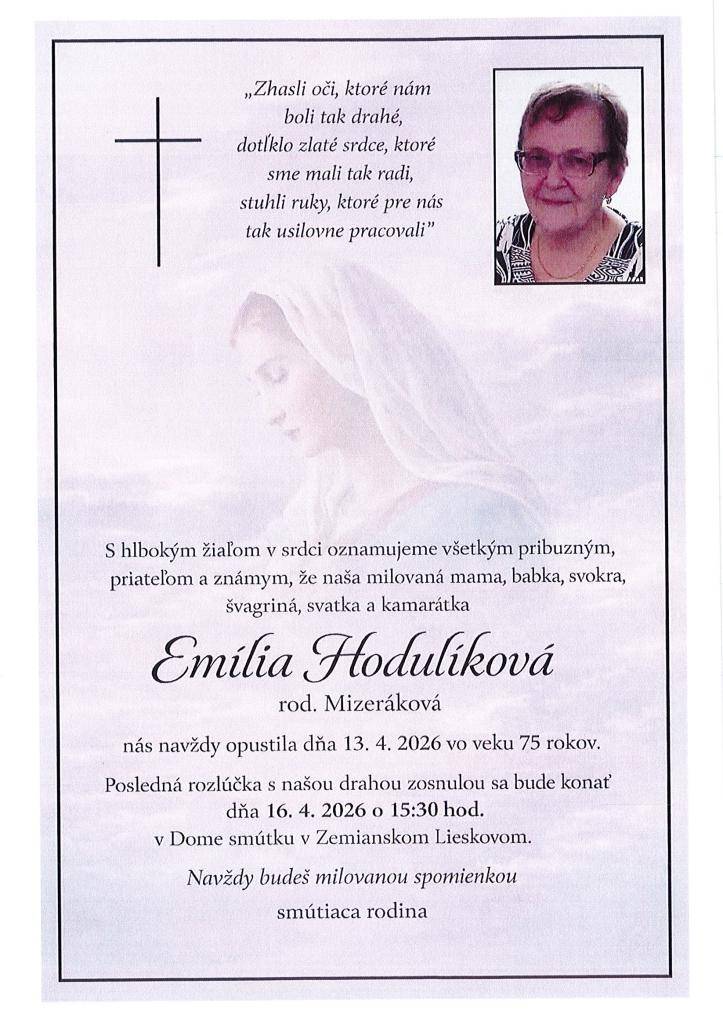 Smútočné oznámenie .....