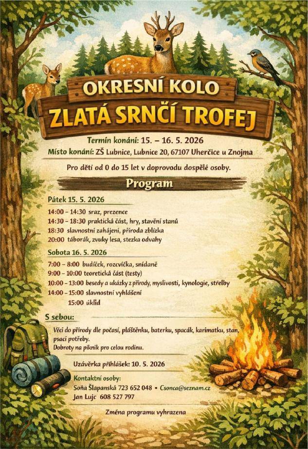 soutěž pro děti - zlatá srnčí trofej okresní kolo - Základní škola Lubnice