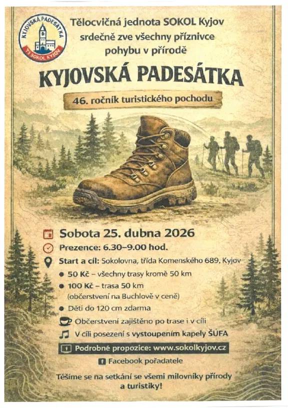 Tento tradiční jarní turistický pochod nabízí 5 tras (8, 15, 23, 32 a 50 km) vedoucí malebnou krajinou Kyjovska. Na trase vás čekají občerstvovací stanice, razítka a malá odměna v cíli.