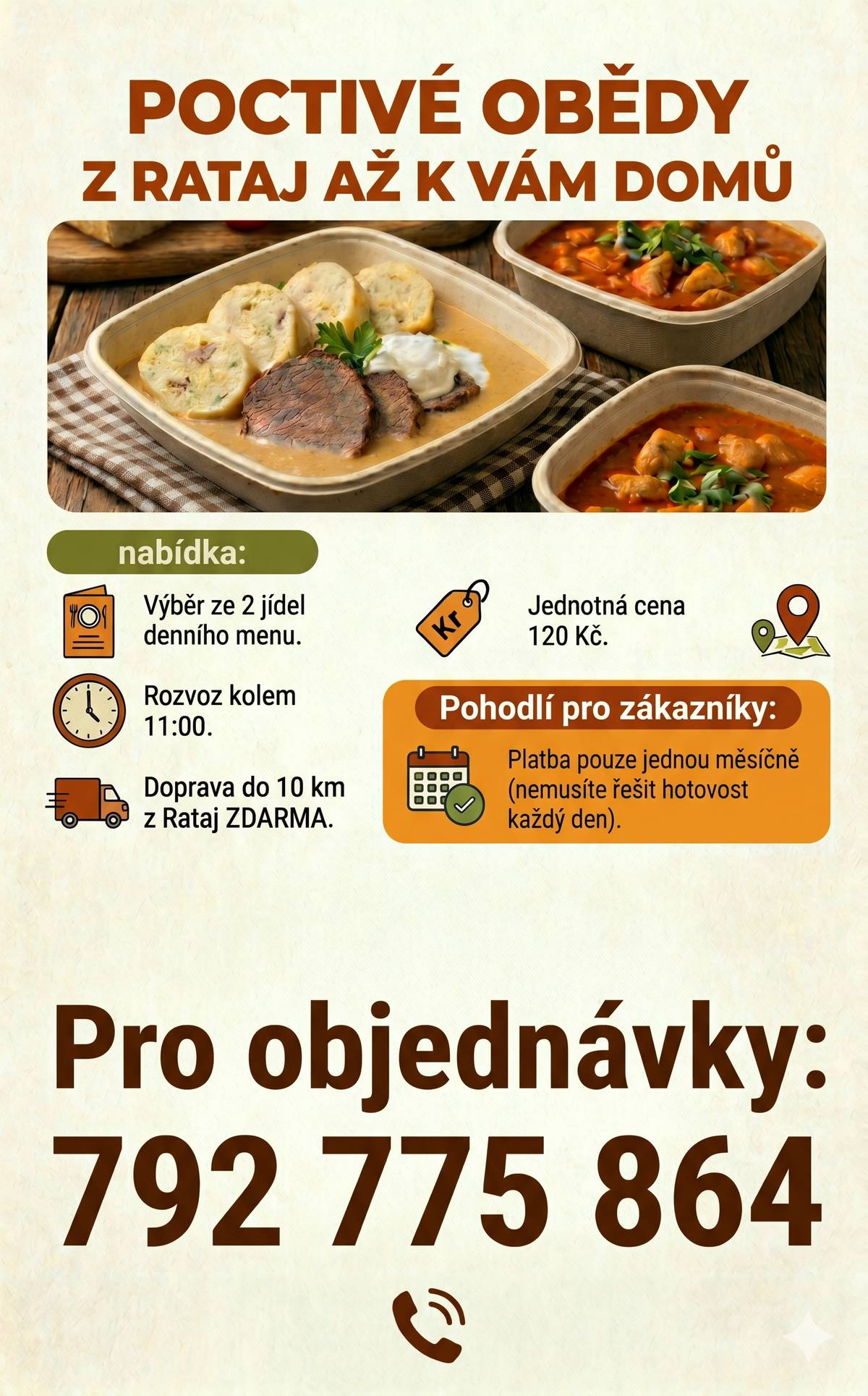 Restaurace Na růžku nabízí dovoz obědů.