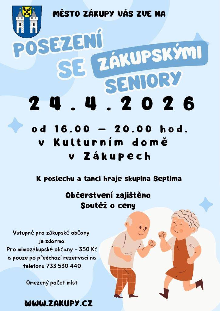 Zveme Vás na tradiční akci do Kulturního domu v Zákupech.  Dne 24. 4. 2026 od 16.00 - 20.00 hodin, hraje skupina Septima, občerstvení zajištěno.