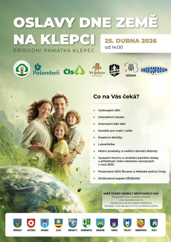 Srdečně vás zveme na společné Oslavy Dne Země na Klepci, které se uskuteční 25. dubna 2026 od 14:00 v přírodní památce Klepec.