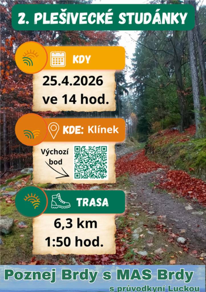 Druhá vycházka, tentokrát za plešiveckými studánkami. Sraz ve 14 hodin na Klínku.