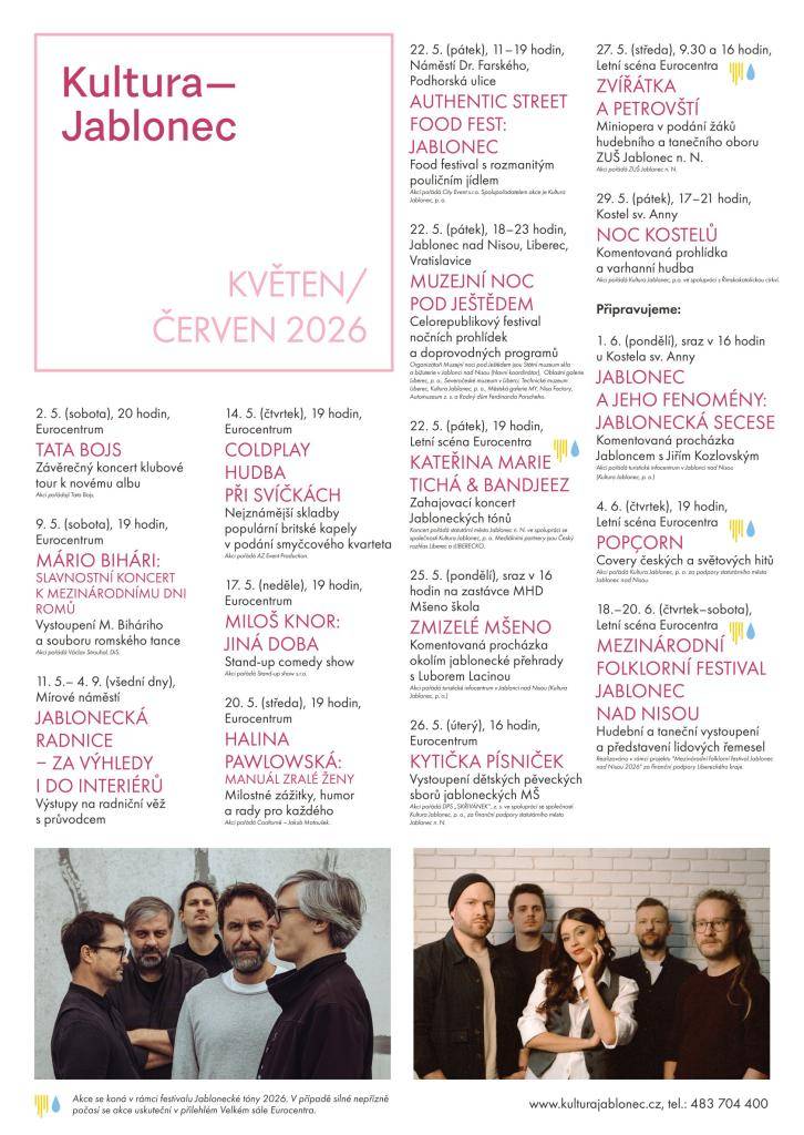 Patříte k milovníkům festivalů? Květnový Jablonec vás potěší hned třemi!  Zažijete pestrou pouliční gastronomii na food festivalu, navštívíte otevřené památky a zajímavé objekty během oblíbené Muzejní noci a vychutnáte si zahajovací koncert Jabloneckých tónů, které budou znít městem až do září.