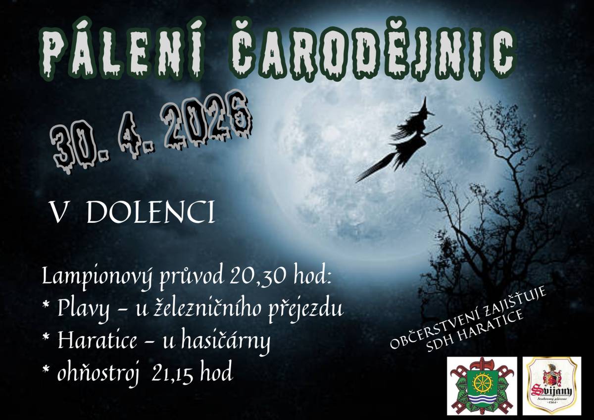Zveme vás na pálení čarodějnic s lampionovým průvodem a ohňostrojem ve čtvrtek 30.4.2025.