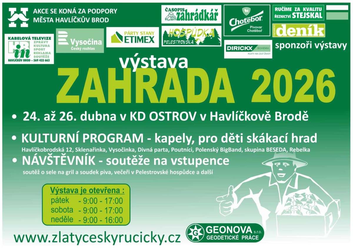 Výstava Zahrada 2026 v Havlíčkově Brodě