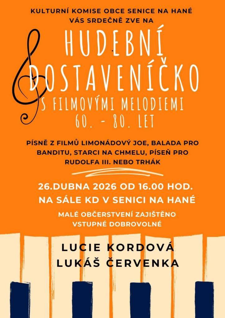 v neděli 26. dubna na sále KD v Senici na Hané
