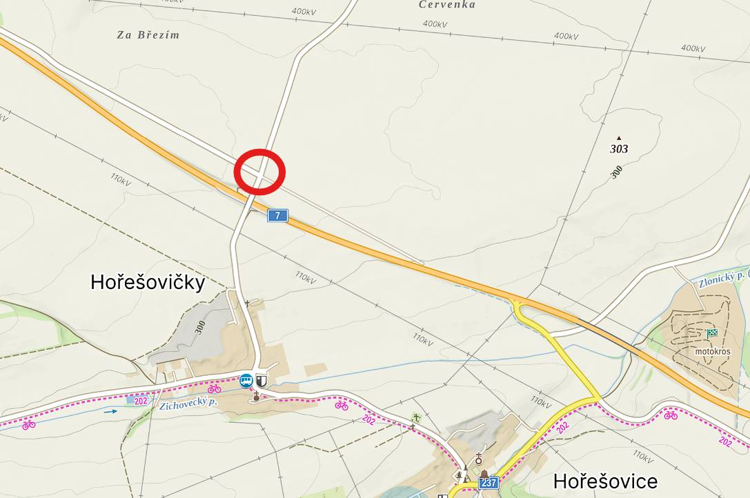 Upozorňujeme na uzavírku silnice III/23726 za obcí Hořešovičky směrem na Panenský Týnec, Kokovice a Klobuky ve dnech 21.- 23.4. . Silnice bude uzavřena z důvodu pokládky finální asfaltové vrstvy v místě křižovatky za mostem přes silnici I/7.