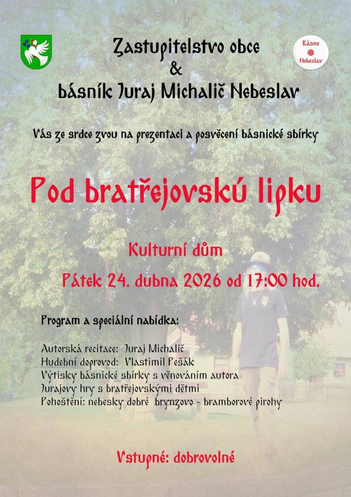 Autorské čtení z básnické sbírky s hudebním doprovodem   v pátek 24.4.2026 od 17ti hodi