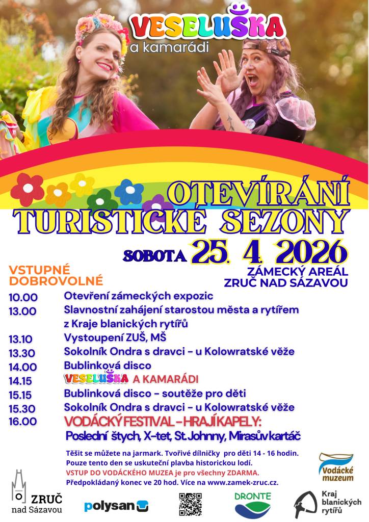 Uvidíte sokolnickou šou, bublinkové disco, hudební vystoupení Veseluška a kamarádi a mnoho dalšího. Vstup dobrovolný.