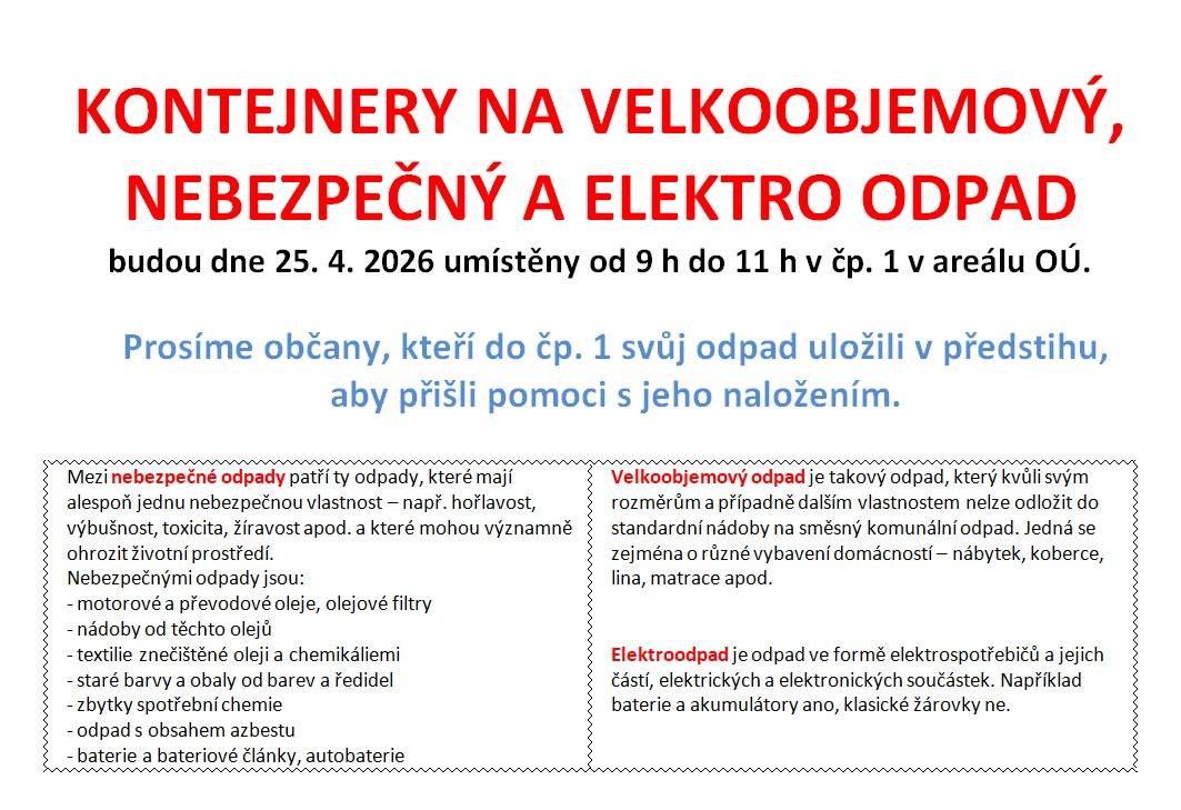 Kontejnery na velkoobjemový a nebezpečný odpad