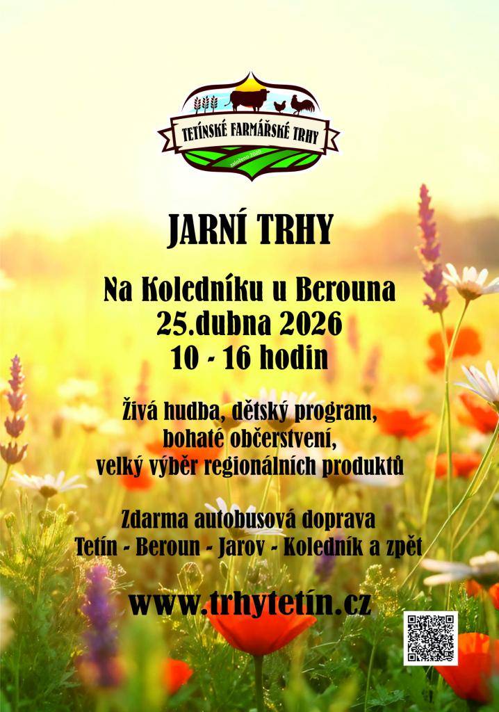 Tradiční farmářské trhy se uskuteční dne 25. 4. 2026 od 10:00 do 16:00 hodin na vrchu Koledník u Berouna