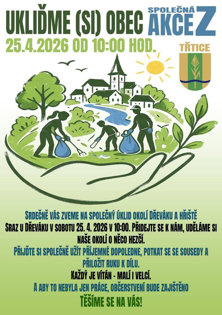 ≈ společný úklid okolo Dřeváku a hřiště  ≈ 25. 4. 2026 - sobota - 10:00