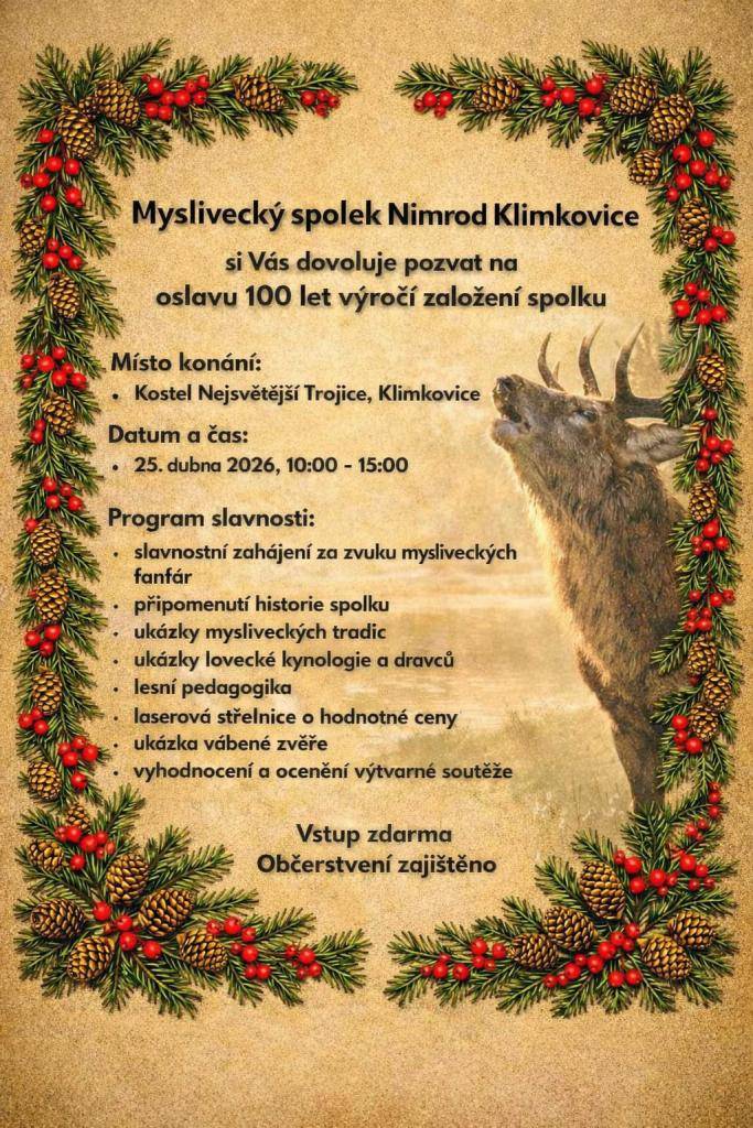 Slavnost se uskuteční 25. dubna 2026 od 10:00 do 15:00 v areálu kostela Nejsvětější Trojice v Klimkovicích.