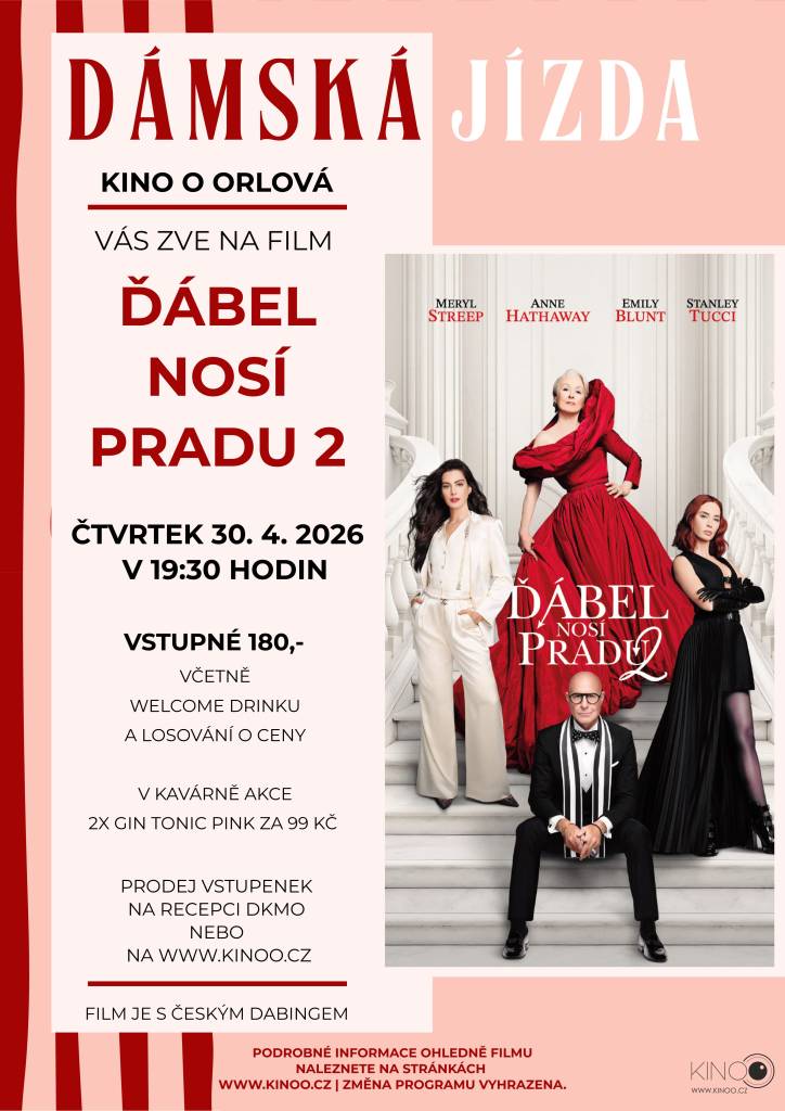 Téměř 20 let po ikonickém ztvárnění svých rolí se Meryl Streep, Anne Hathaway, Emily Blunt a Stanley Tucci vrací do módních ulic New Yorku a elegantních kanceláří časopisu Runway v netrpělivě očekávaném pokračování fenoménu Ďábel nosí Pradu. Kino O promítne „dvojku“ ve čtvrtek 30. dubna v 19:30 hodin. Ženy, udělejte si krásný v...