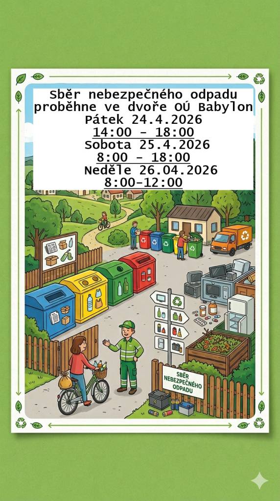 Sběr nebezpečného odpadu se uskuteční od 24. do 26. dubna 2026.