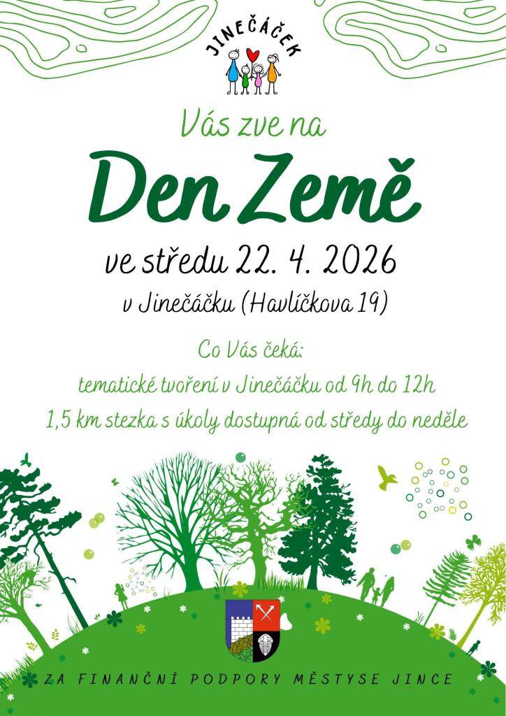 Ve středu tvoření v Jinečáčeku.   Od středy do neděle je připravena pro děti stezka s úkoly.