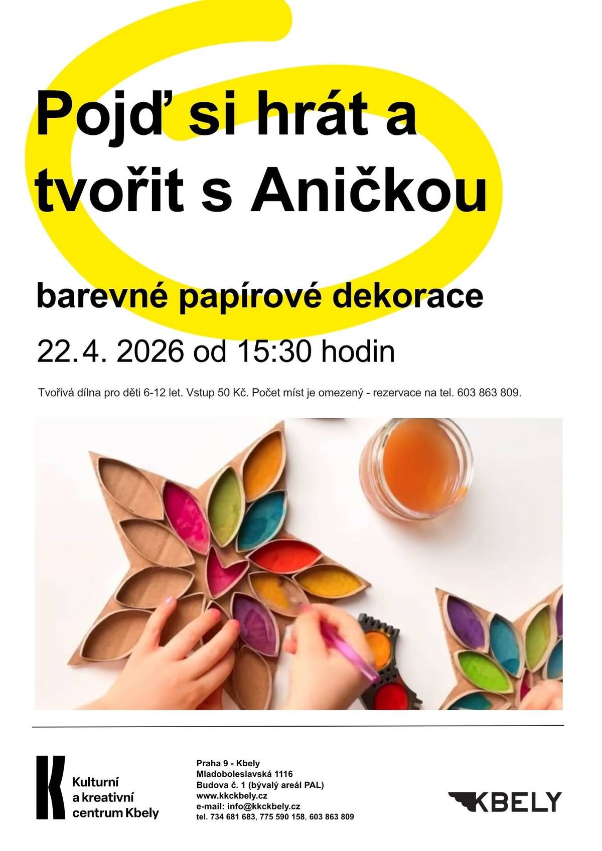 Zveme vás do KKC Kbely! Z bohatého kulturního programu si vybere každý malý i velký Kbelák a nejen on. Jsme otevřeni pro všechny a moc se na vás těšíme.   Tvořivá dílna ve středu 22. 4.    Ve středu pro vás máme tvořivou dílnu, přijďte si s dětmi užít tvořivé odpoledne plné barev a fantazie Společně s Aničkou si vyrobíme originální papírové dekorace, které potěší a ozdobí každý domov   Přednáška o Edith Piaf ve čtvrtek 23. 4.  Ve čtvrtek se koná přednáška o Edith Piaf. Strhující příběh ženy, která se rozhodla vzepřít svému osudu a ovládla světová pódia za cenu vlastního života. Přednáší Mgr. Pavel Kunc. Vstupné 80 Kč     Stravovací návyky batolat a tvořivá dílna na v pondělí 27. 4. v pondělí 27. 4. pro vás máme ve spolupráci s RC Hangár 19 dokonce dvě akce. Dopolední přednášku na téma stravovací návyky batolat a hned odpoledne kouzelnou tvořivou dílnu s knížkou o Červené Karkulce       Těšíme se na vás!