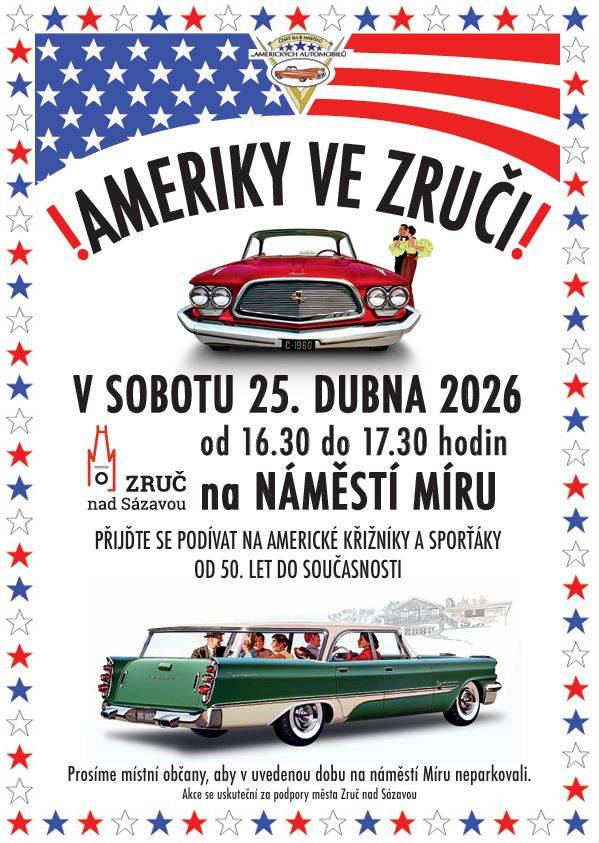 Přijďte se podívat na americké křižníky a sporťáky od 50. let do současnosti na náměstí Míru.