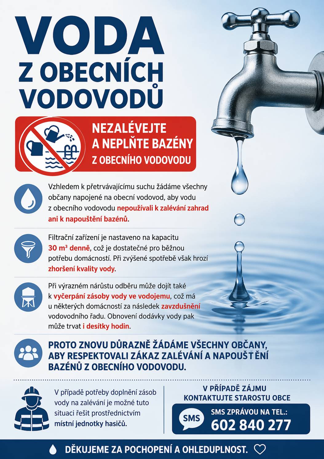 Tabulka ukazuje dlouhodobou spotřebu po týdnech v jednotlivých vodovodech.Na případný nárůst budeme upozorňovat.Děkuji za pochopení.