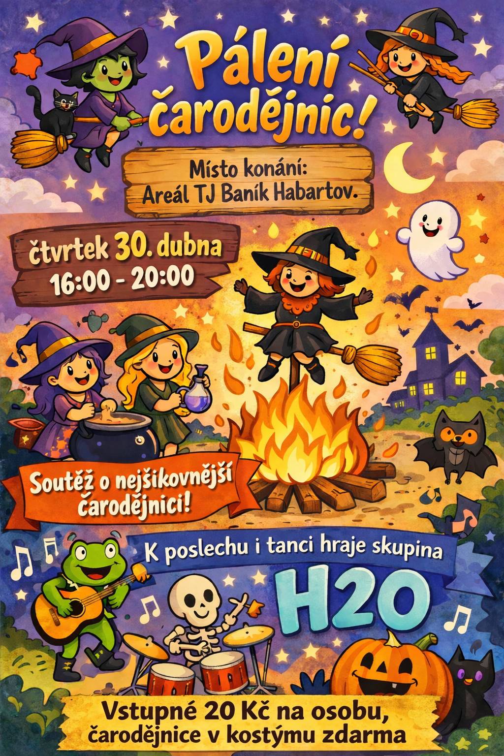 Vážení, zveme vás na Pálení čarodějnic. Těčíme se na vaši účast.