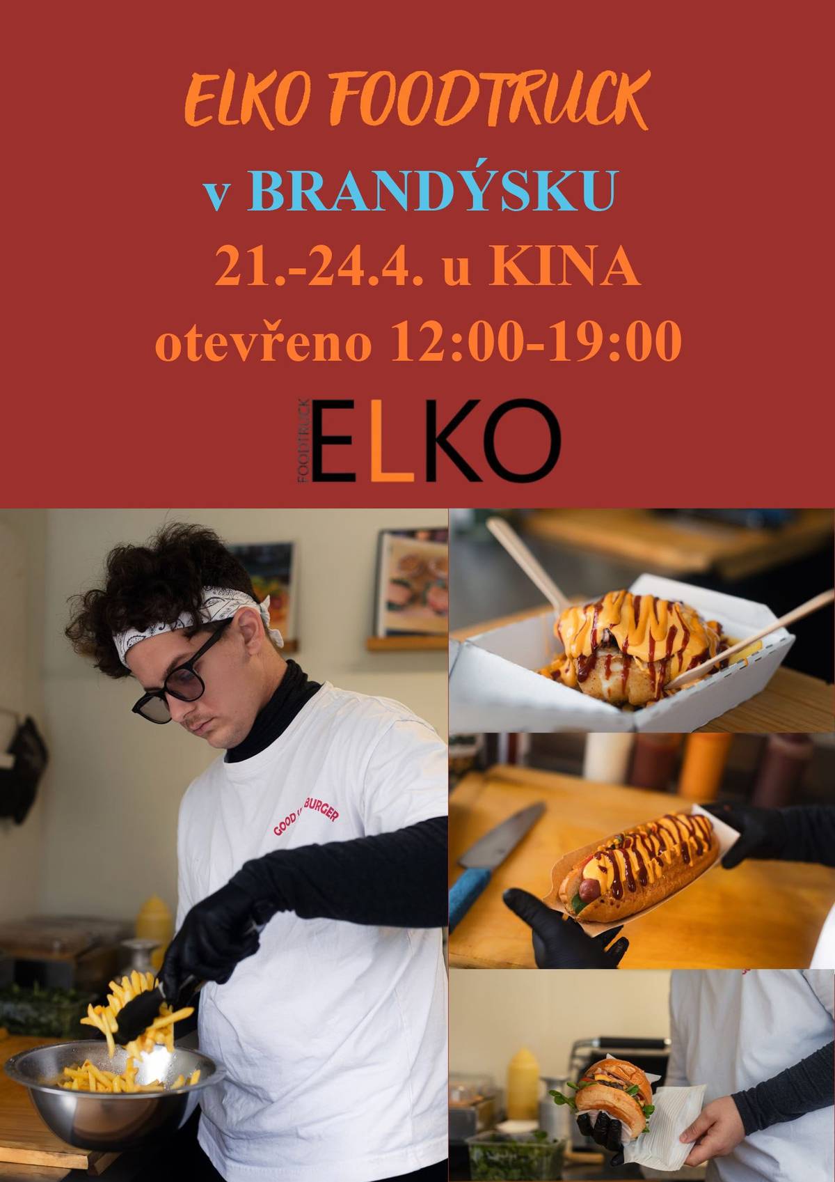 Již zítra můžete navštívit ELKO foodtruck před Kinem. Otevřeno v čase 12:00 - 19:00 do pátku 24.4.