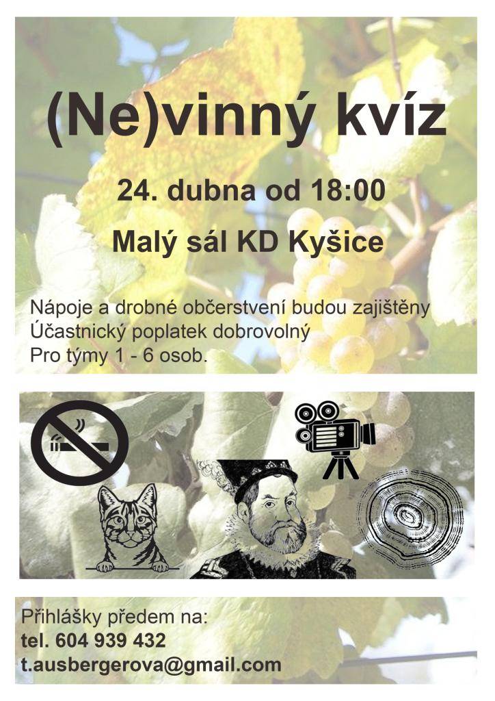 Přijďte na (Ne)vinný kvíz, který proběhne 24. dubna od 18:00 v malém sále.