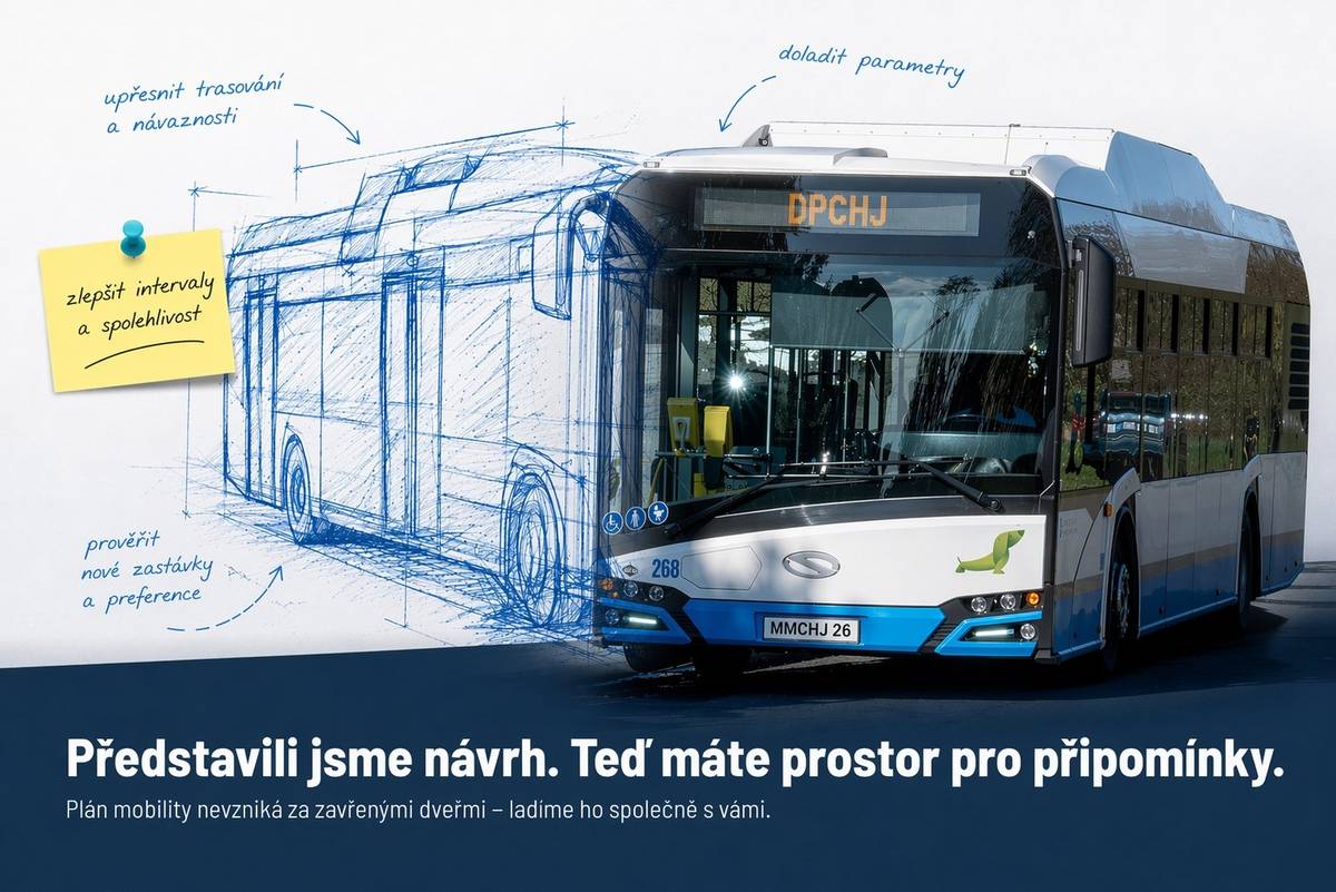 Jak se bude v Chomutově a Jirkově jezdit v budoucnu?🚦 Návrhová část Plánu udržitelné mobility je hotová – a právě teď ji můžete ovlivnit i vy. 📄 Podívejte se na zveřejněné materiály a dejte nám vědět: co vám dává smysl, co byste změnili a co podle vás chybí. 🗓️ Připomínky sbíráme do 26. dubna 2026. Zapojit se může opravdu každý. Formulář pro vaše názory: https://mobilita.chomutov-jirkov.cz/verejne-projednani-2026/.