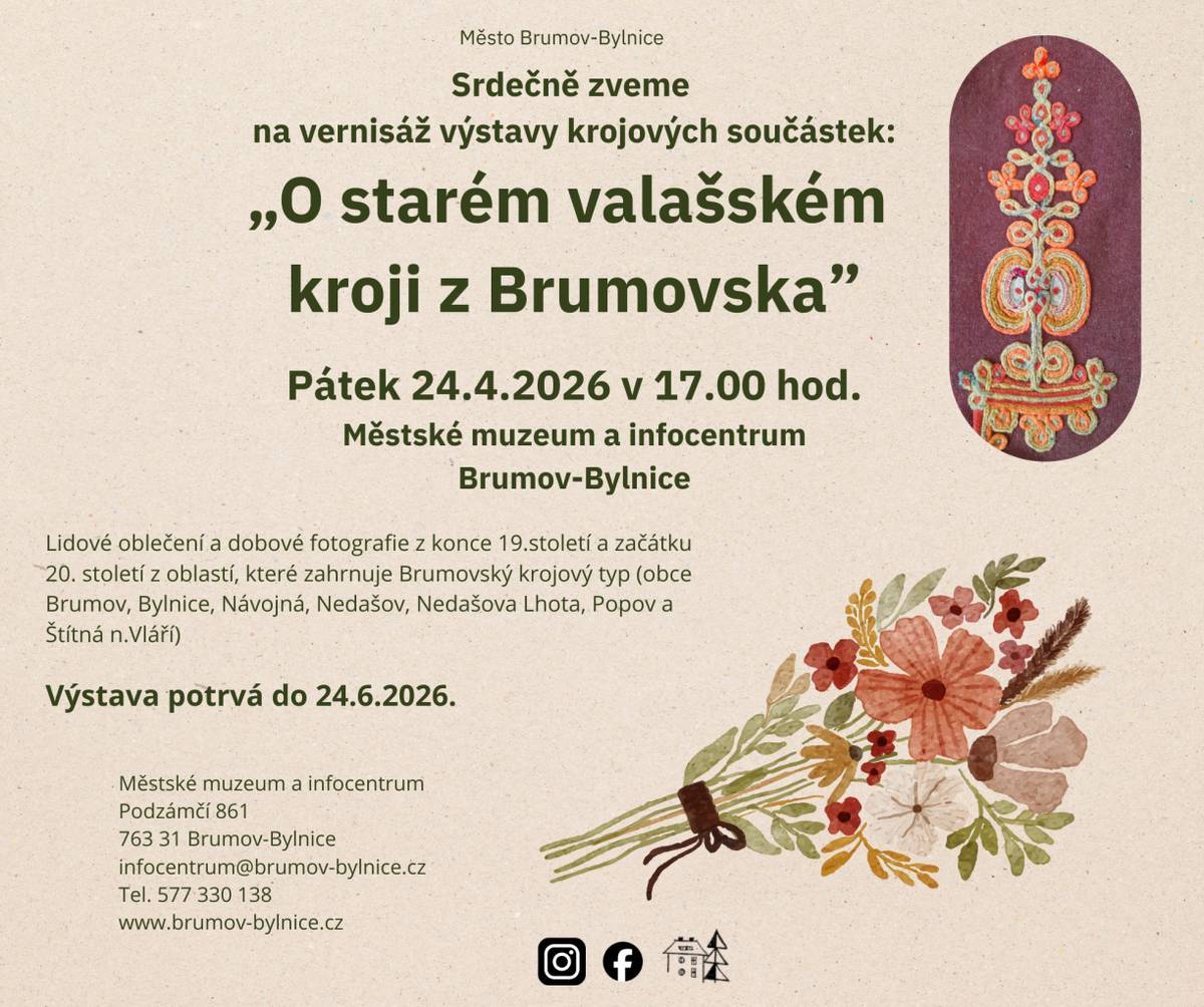 Zveme vás na zahájení výstavy krojových součástek a fotografií z konce 19. stol. a začátku 20. stol.   Výstava bude trvat do 24.6.2026.