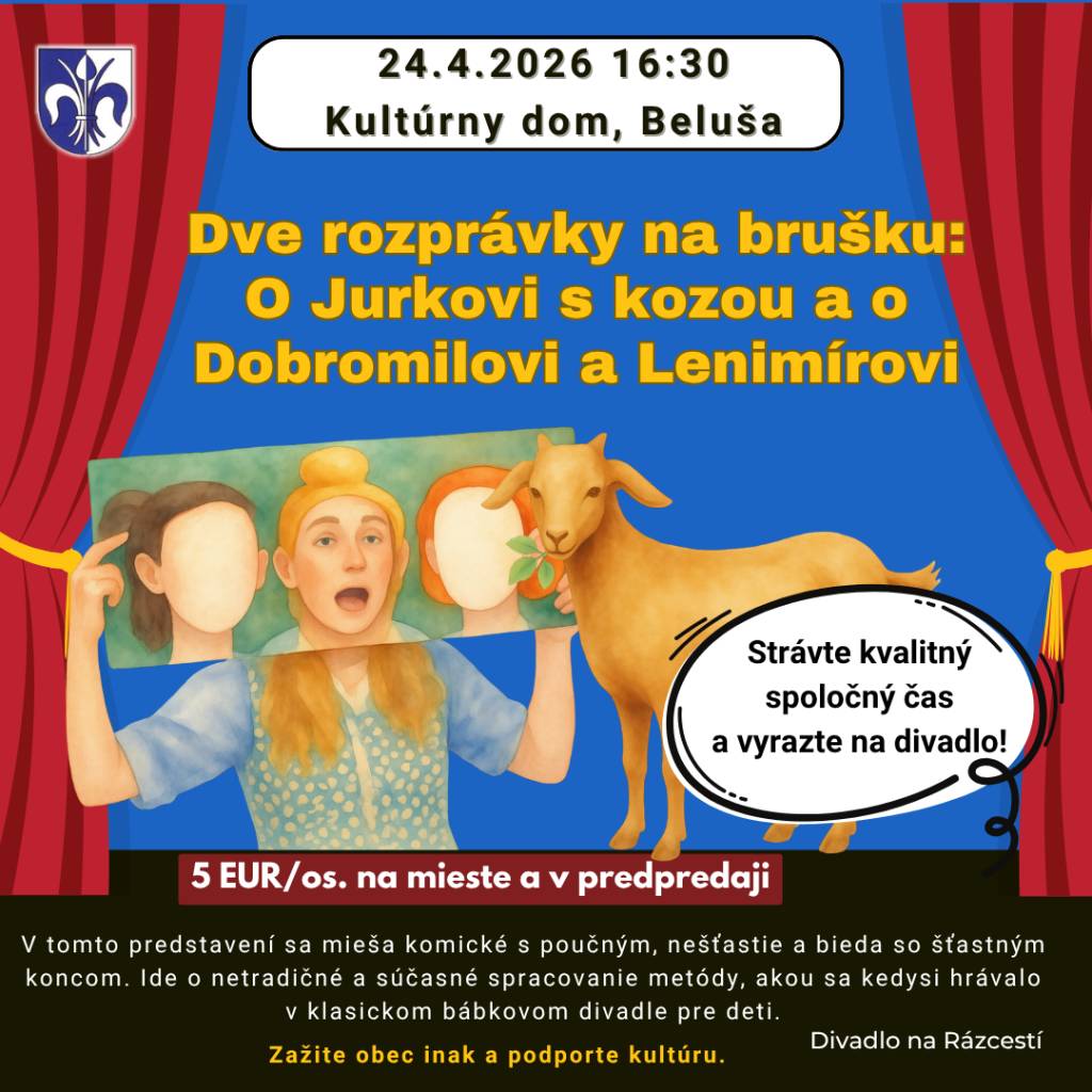 Užite si spoločný rodinný čas a vyrazte na divadlo. V spolupráci s Divadlom na Rázcestí uvedieme tento raz klasickú rozprávku v tradično-netradičnom spracovaní s hudobným sprievodom. Vstupenky v knižnici alebo na mieste pred predstavením.