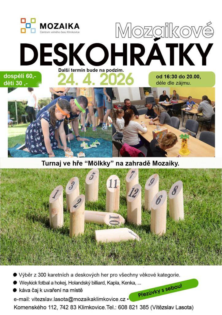 Přijďte si užít odpoledne plné deskových a karetních her pro všechny věkové kategorie!