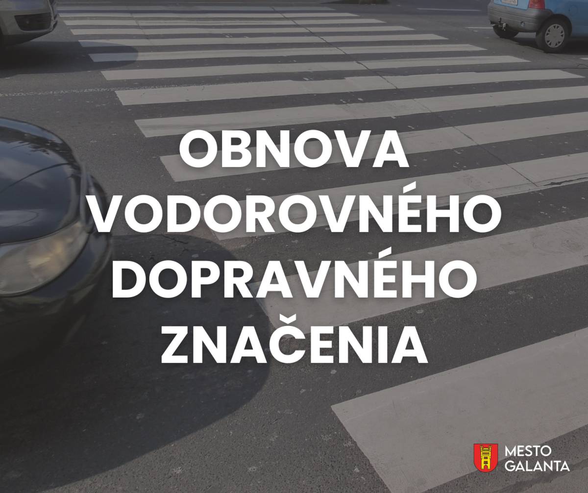 Mesto Galanta informuje obyvateľov o plánovanej obnove vodorovného dopravného značenia na miestnych cestách, ktorá bude prebiehať počas budúceho týždňa. Práce sa dotknú najmä stredových čiar, priechodov pre chodcov a ďalších dopravných plôch.