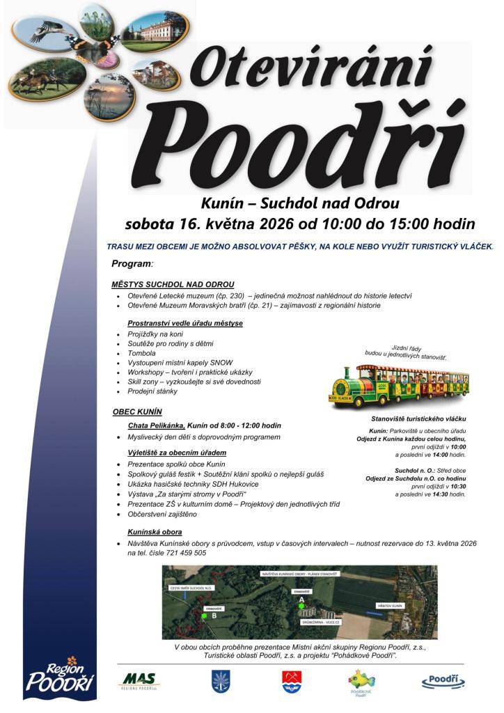 V sobotu 16. května 2026 od 10:00 do 15:00 vás srdečně zveme na tradiční akci Otevírání Poodří, která každoročně symbolicky zahajuje turistickou sezónu v našem regionu.